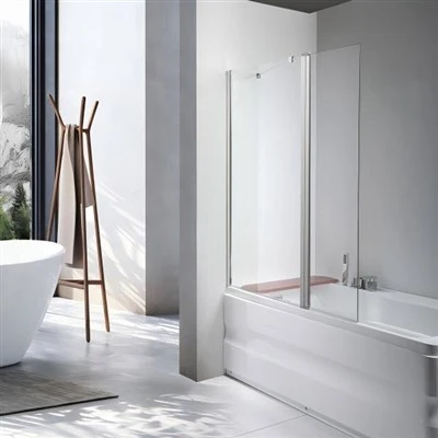 Semi Frameless Hinged Bath Screen Clear Glass ak Top Sipò Bar